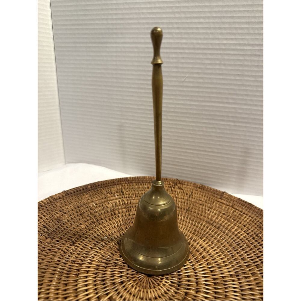 Vtg Bell-Solid brass hand ringer, 8.5 in Tall x 3 in Wide, School Bell, Decor